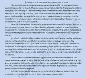 A statement of purpose sample for computer science 2 that earned acceptance to multiple universities
