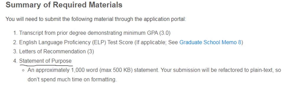 Summary of Required Materials