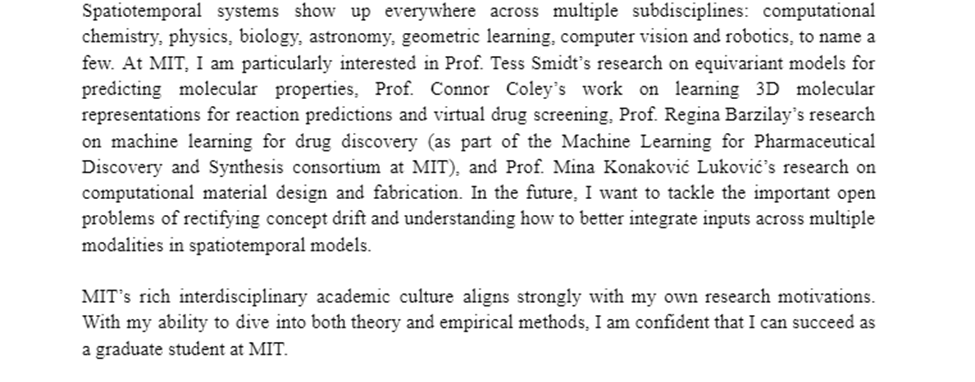 Description of fitness for the program and future goals for MIT accepted SoP for PhD in CS 2