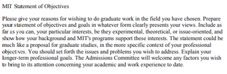 MIT Statement of Objectives
