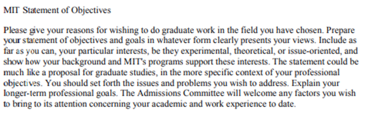 MIT Statement of Objectives 